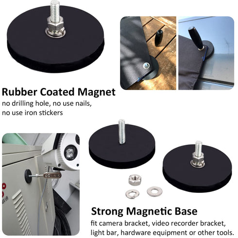 MUTUACTOR Strong Heavy Duty Magnets, Anti-Scratch Neodymium Rubber Magnet 1/4-20 Male Threaded Stud (2Pack)