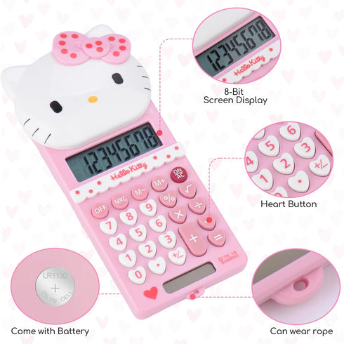 Cute calculator,5.9 * 2.6in,Powered by batteries(Included) 8 Digit with LCD Display,kids calculator,calculator for school,mini calculator,cartoon calculator,Handheld calculator,kawaii calculator