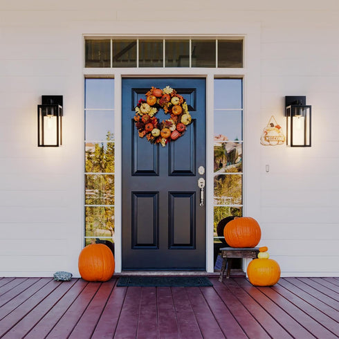Kalium Porch Wall Lights Outdoor, Waterproof Lanterns with Frame and Clear Glass Shade, Exterior Front Porch Light
