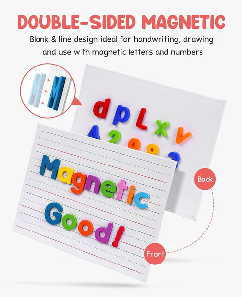 Gamenote 6 Pack Magnetic Small White Board Set - Double Sided Magnet Dry Erase Ruled Lap Boards 9x12 Lined Whiteboard for Kids Student Learning(6) by GAMENOTE