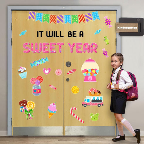 Classroom Candy Bulletin Board Decoration Set, Sweet Candyland Cutouts for Ice Cream Party Decor for School