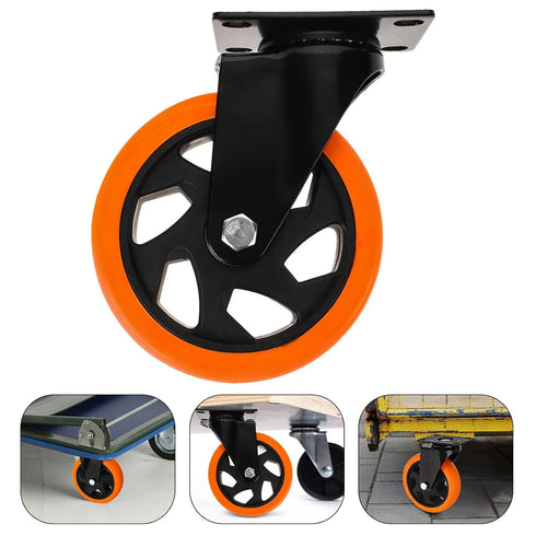 5-inch Swivel Cart Replacement Wheels, Sturdy Flat-Base Casters for Furniture and Industrial Cabinets, Smooth Rolling