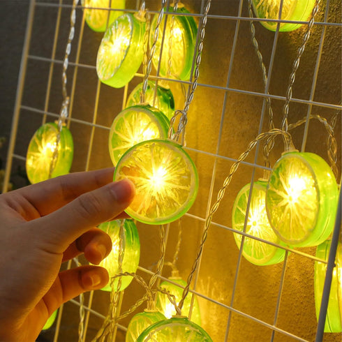 Vibrant Lime Slice LED String Lights for Outdoor Decor