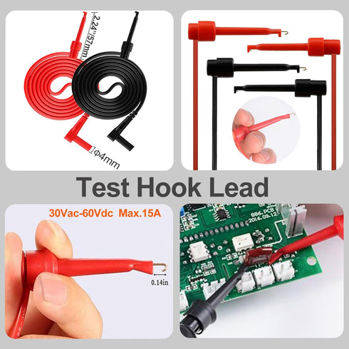28PCS Multimeter Test Leads Kit with 6 Pockets Roll Up Tool Bag, Alligator Clips, Test Hook Clips, Test Tweezer for