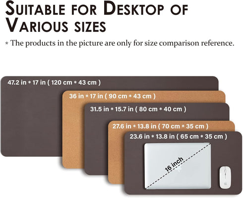 Desks(Coffee,27.6"x 13.8") Cork Desk Mat - Dual-Sided Desk Pad for Office and Home - Desk Organization and Accessories