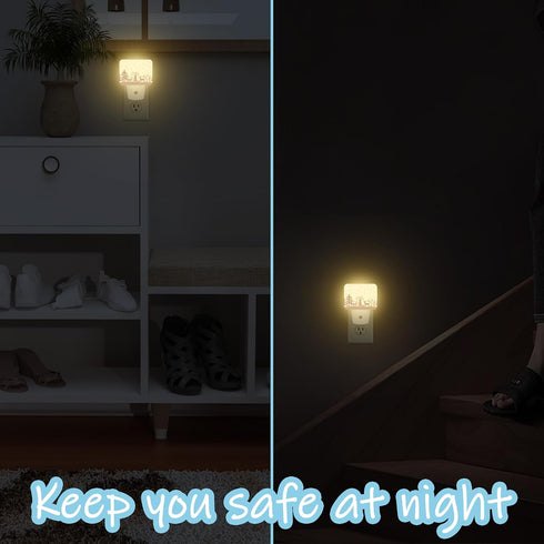 AKKAVNIA Night Light New Year Pattern Plug-in Wall LED Night Lamp with Dusk-to-Dawn Smart Sensor Lamp for Adult Bedroom