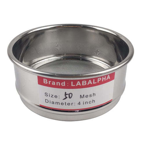 LABALPHA 50 Mesh Lab Sieves, Test Sieve #50 Mesh, 4'' Diameter, 304 Stainless Steel