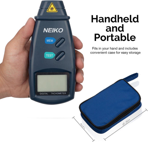 Digital Tachometer, NEIKO 20713A, Noncontact Laser Photo Sensor, 2.5 to 99,999 RPM