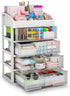 Desk Organizer with 4 Drawer Storage, Desktop Storage Drawers for Office/School Supplies, Makeup Organizer, Plastic