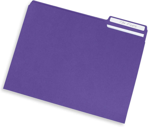 Blue Summit Supplies Purple File Folders, Letter Size, 1/3 Cut Tab, 100 Per Box for Organizing and Easy Storage