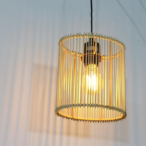 Osasy (1, Woven Wicker Hanging Drum Lamp Shade, Tall Oval, Bamboo Lampshade for Table/Nightstand or Bedside Lamps Floor