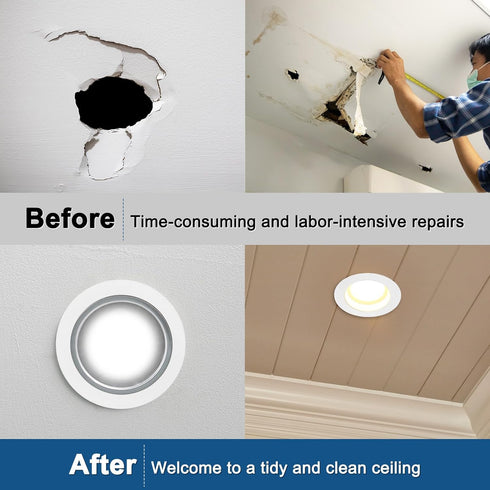 1-Pack 3 Inch 3.2" 3.9" M METERXITY Goof Rings for Recessed Lights, ID OD Durable Steel Trim Ring Flush Mount White Can
