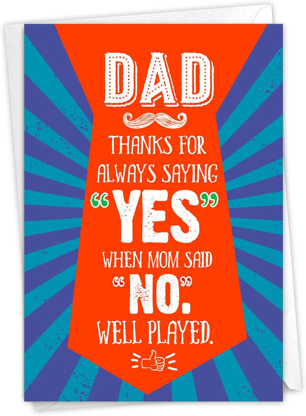 NobleWorks Funny Father's Day Card for Dad, Pa, Pop, Daddy - Humor Notecard with Envelope, Well Played C3141FDG