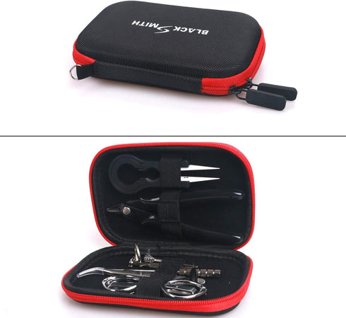 DIY Tool Kit, 9 in 1 Tweezers, Pliers, Screwdriver, Steel Brush with Zipper Case for Home and Jewelry Repairs