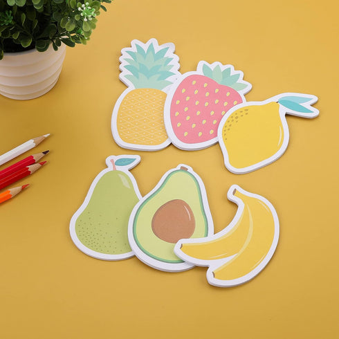 Cobee Cute Fruit Sticky Notes, 6 Pack Large Fruit Cartoon Sticky Notes, Fruit Shape Markers Flags, Cartoon Large