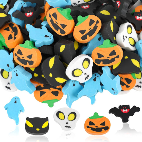 FOIMAS 80pcs Halloween Erasers - Pumpkin Ghost Skull Rubber Erasers for Trick or Treat Goodie Bags