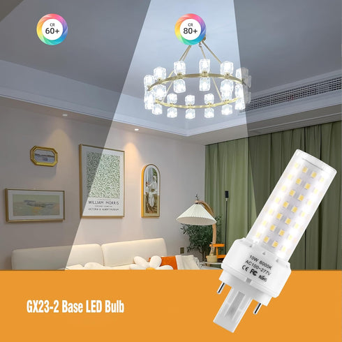 Lidesheng GX23-2 Base LED Light Bulb, Plug and Play, 6000K Cool White, 1400Lm, 13W 18W CFL Equivalent, 2pcs