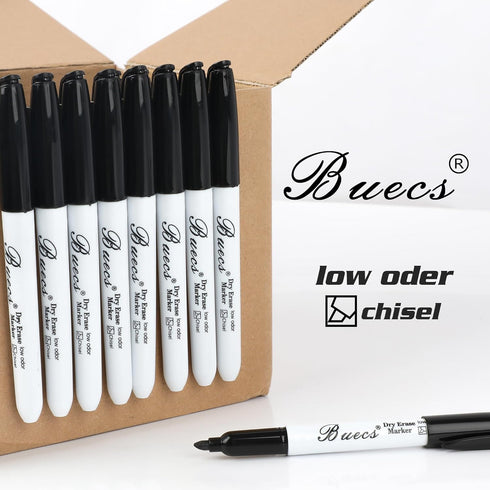 Black Low-Odor Dry Erase Markers, 150 Count, Chisel Tip for Whiteboards and Glass