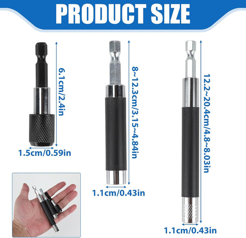 Magnetic Drill Extension Bit Holder, Set of 3 Magnetic Screw Holder Screw Drive Guide Drill Bit Tip Holder Impact Bit Holder Extension Drill Screw Adapter with 1/4 Inch Hex Shank Hex Power Tools by weigongr