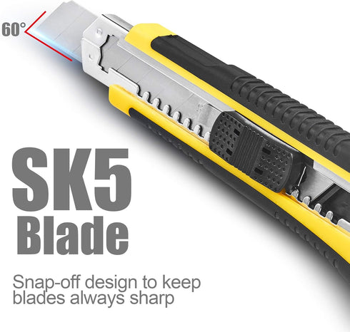DOWELL Utility Knife Box Cutter - Retractable Heavy Duty Snap Off with Extra Blades (3PCS)