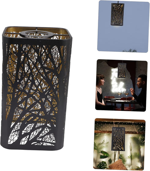 DOITOOL Metal Small Lamp Shade with Tree Pattern Wrought Hollow Carved Lampshade for Pendant Floor Table Lamps