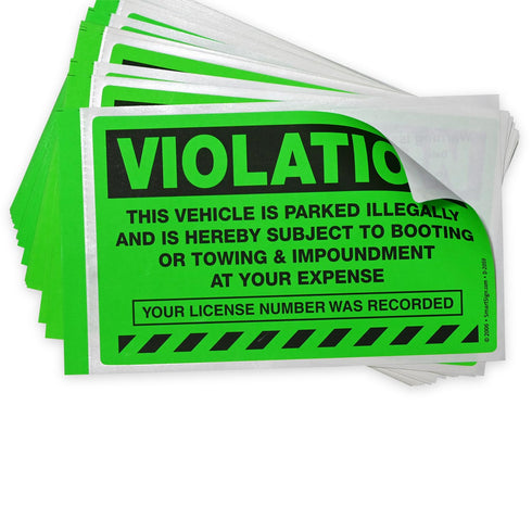 SmartSign Parking Violation Stickers, Pack of 50 Labels, 5" x 8" Paper, Fluorescent Green, USA-Made
