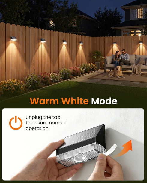 8 Pack, VOLISUN Fence Lights Solar Powered Dusk to Dawn Solar Fence Lights Outdoor Waterproof with Warm White LED Spot
