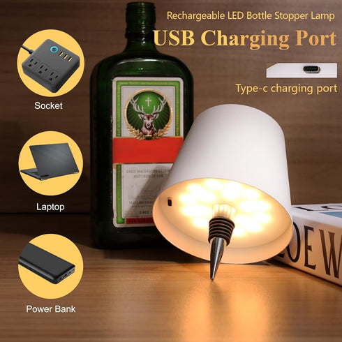 2 Pack 2025 3 Dimming Wine Bottle Lamps, New Color Rechargeable Wireless Bottle Lamps, Bottle Lamp Kit for Liquor