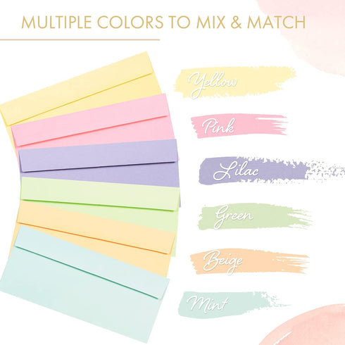 Business Envelopes, 120-Pack #10 Envelopes, 4 1/8 x 9 1/2 Inches, 6 Pastel Colors