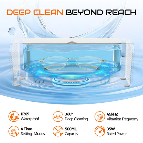 VISOCUVEX 45KHz 4 16.9oz Ultrasonic Jewelry Cleaner, Ultrasonic Cleaner Machine with Cleaning Modes, Capacity, Digital
