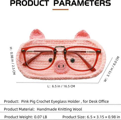 2 Pack Knitted Animal Eyeglass Holders - Cute Cat, Pig, and Bear Design