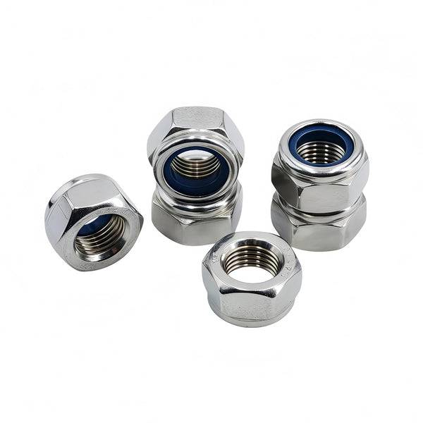 DMDZ HEYDAY 10Pcs M12 x 1.25mm Nylon Insert Hex Lock Nuts, 304 Stainless Steel