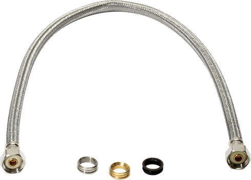 Fluidmaster B4F30CU Faucet Connector, Braided Stainless Steel - 3/8 Compression, 7/16 Compression, 1/2 Compression, or 1/2 F.I.P. Thread x 1/2 F.I.P. Thread, 30-Inch Length
