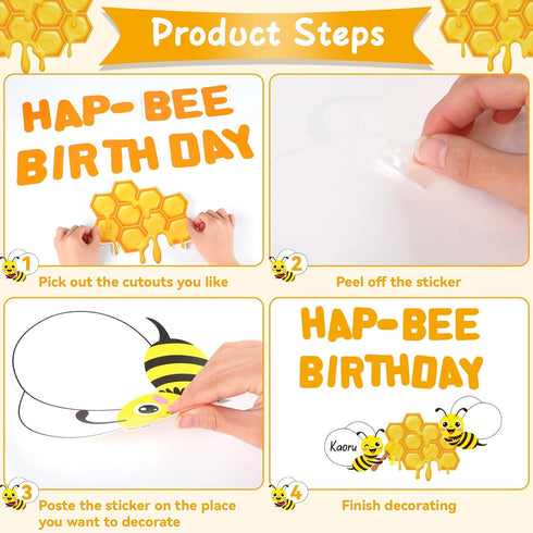 Bee Theme Birthday Bulletin Board Set with Cutouts, Supplies for Classroom, Blackboard, and School Decor