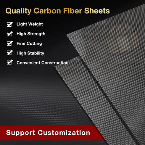 ARRIS 240 x 240 x 3.0MM Carbon Fiber Sheet, Available in Various Thicknesses for RC Aircraft