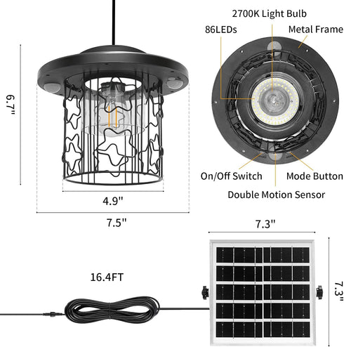 3000LM 5 3 Solar Shed Light Work Day & Night, Bright Modes Solar Powered Gazebo Lights Outdoor Hanging Lamps