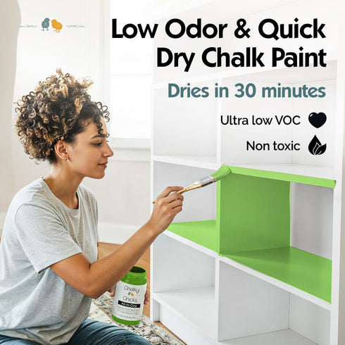 4 Oz Chalky Chicks Fl Matte Pistachio (Lime Green) Chalk Paint for Furniture Without Sanding - No Prep Furniture Paint