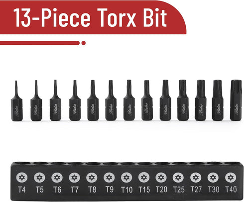 Bates- Tamper Proof Torx Bit Set, 13 Pieces Set, T4-T40, Torx Set, Torx Security Bit Set, Security Torx Bit Set, Star Bits Set, Screwdriver Bit Sets, 1/4 Hex Bit Set, Torx Bits Set by Bates Choice