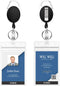 Will Well 2-Pack ID Badge Holders with Clip and Keyring, Vertical Clear Plastic Sleeves, 2.52" x 3.58", Black Reels
