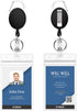 Will Well 2-Pack ID Badge Holders with Clip and Keyring, Vertical Clear Plastic Sleeves, 2.52" x 3.58", Black Reels