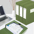 HUA JIE 2 Pack A4 Storage File Boxes, 65mm Spine Document Storage Box with Metal Clip for Office School, Green