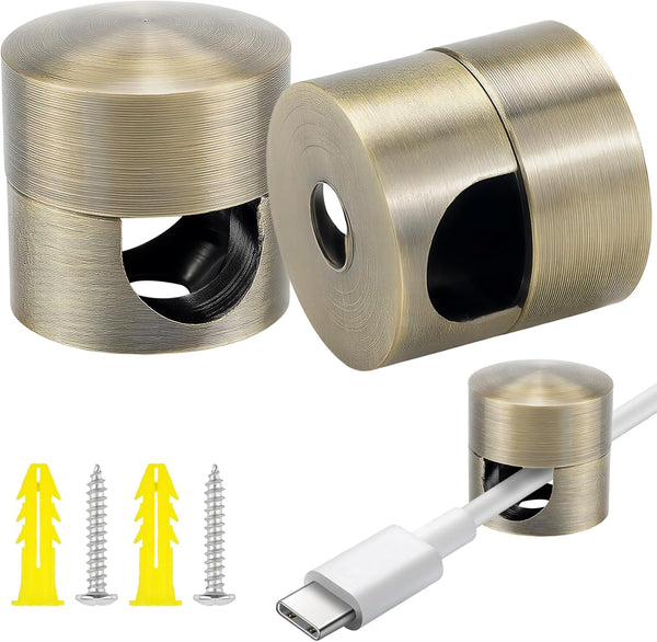 UPIQNG 2pcs Adjustable Cable Anchors for Desk, Metal Phone Cord Holders Adhesive Charger