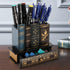 Tosnail Decorative Pen Holder with Storage Drawer, Antique Library Design Wooden Pencil Organizer for Office Supplies