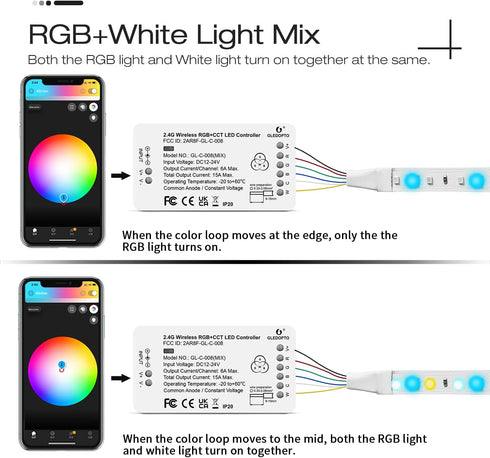 GLEDOPTO 3.0 Dimmable ZigBee LED Strip Controller RGB+CCT Mix Compatible with SmartThings Amazon Echo Plus App/Voice
