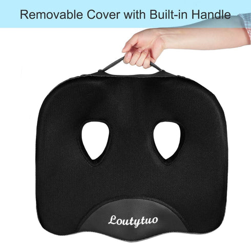 Pillow,100% LOUTYTUO Seat Cushion Memory Foam and Washable Cover,for Office Chair,Car Seat and Wheelchair, Soft Support