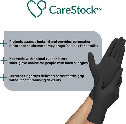Black Nitrile Exam Gloves, Ultra-Strong Disposable Powder-Free Medical Gloves with Slip-Resistant Grip, X-Large, 230