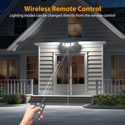 4500LM 3 IP65 3 1 Pack Onforu Solar Lights Outdoor, Heads Security Lights with Remote Control, Waterproof Motion Sensor