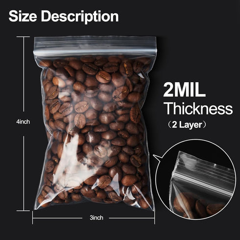 1200Pcs Small Plastic Bags for Jewelry, 3x4'' Resealable Zip Baggies, Durable Small Ziplock Bags for Small Business