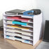 SONGWAY File Organizer for Desk, 7 Tier Wide Document Holder, Letter Mail Tray Storage Rack, A4 Paper Storage