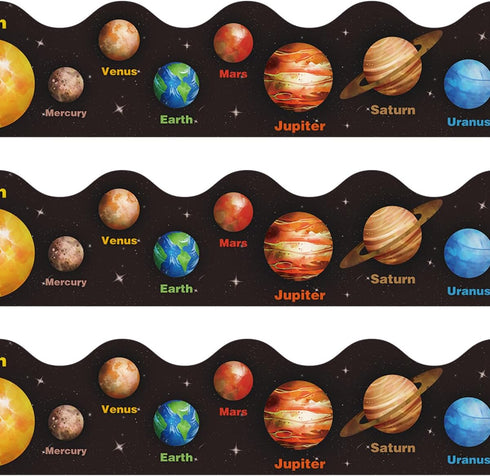 Space Bulletin Board Border, Outer Space Planet Borders for Classroom Decorations, 36ft Solar System Trim
